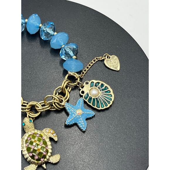 Betsey Johnson Nautical Under the Sea Ocean Charm Half Stretch Bead Bracelet - Picture 3 of 7